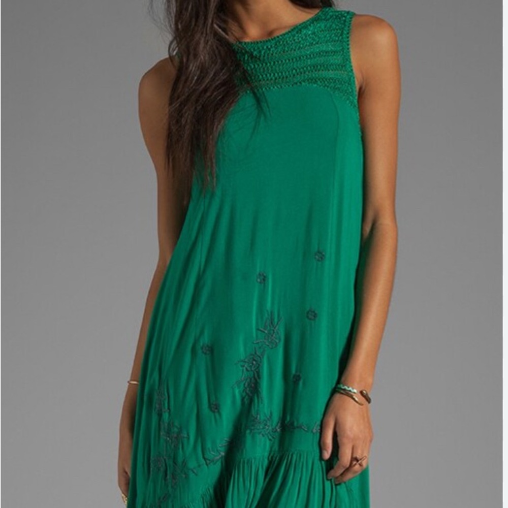 Free People Green Ruffled High-Low Resort Dress - Picture 2 of 5